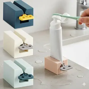 Manual Toothpaste Squeezer Roller - No-Installation Wall-Mounted Tube Dispenser, Strong Suction Save Paste Anti-Waste Bathroom Organizer, Fits All Tubes, Non-Slip Moisture-Resistant Tail Clip