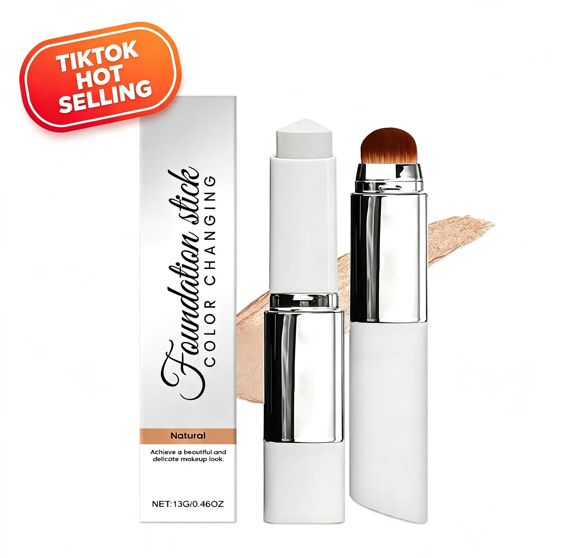 Natural color two-in-one color-changing foundation stick, light and docile, clear base makeup, moisturizing concealer, makeup-holding foundation makeup