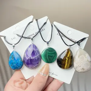 1count Malachite Crystal Pendant Blue Apatite Amethyst Necklace Fashion Women Jewelry