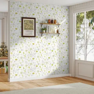 Vintage French Style Self-Adhesive Wallpaper Roll, Plant Floral Print, Waterproof Moisture Resistant Contact Paper, Peel & Stick