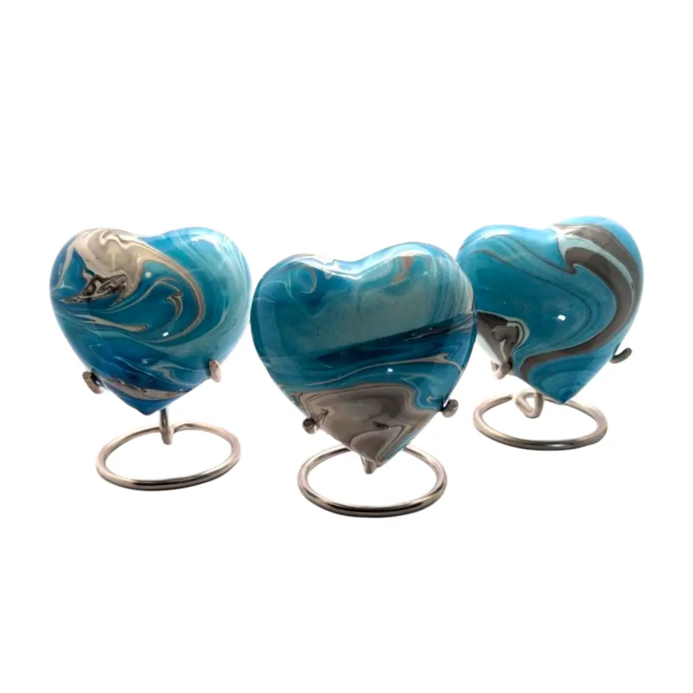 Devine Ocean View Heart Keepsake Urns - High Gloss Mini Cremation Urn