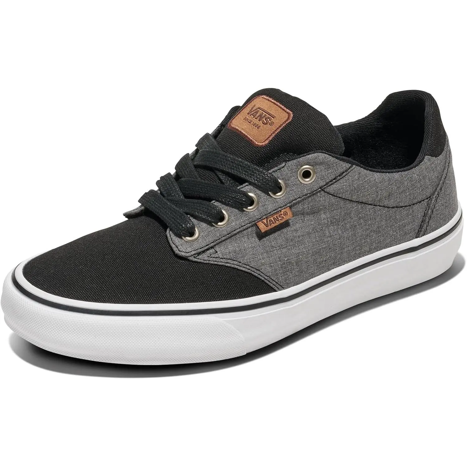 VANS Men's Atwood Deluxe Canvas Low-Top Sneakers, Casual Shoe with Padded Collar and Vulcanized Rubber Sole, Footwear, Closed, Walking Shoes, Lace-Up, Solid, Logo Details, Foam