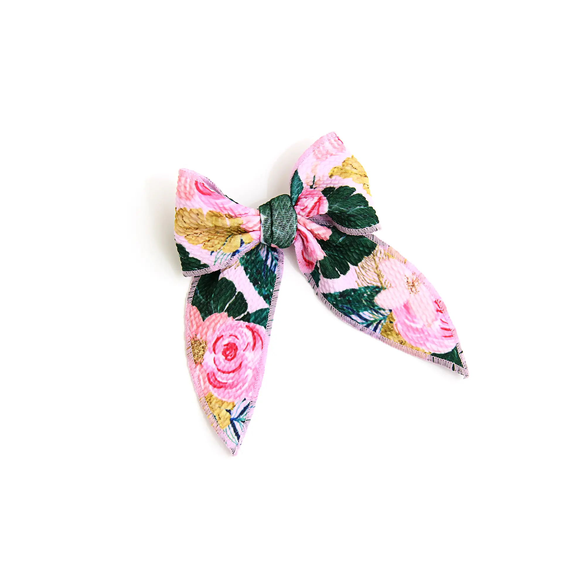 Luana CLIP BOW Soft Textured Bullet Fabric Floral Alligator Clip for Side Parts Ponytails Sweet Hairstyles