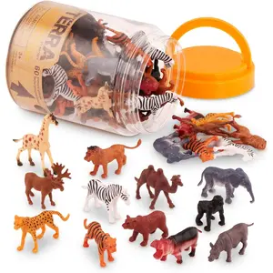 60 Pcs Wild Creatures Tube – Realistic Mini Animal Figurines – Lion, Hippo, Tiger, Bear & More Safari Animals – Plastic Educational Toys for Kids and Toddlers 3 Years +