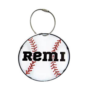 Kenzie's Boutique Handmade Baseball Bag Tag Personalized with Name for Backpack or Sports Bag Gift – Acrylic Keychain Charm for Boys – Marker ID Identification Label Toddler Teen Accessories