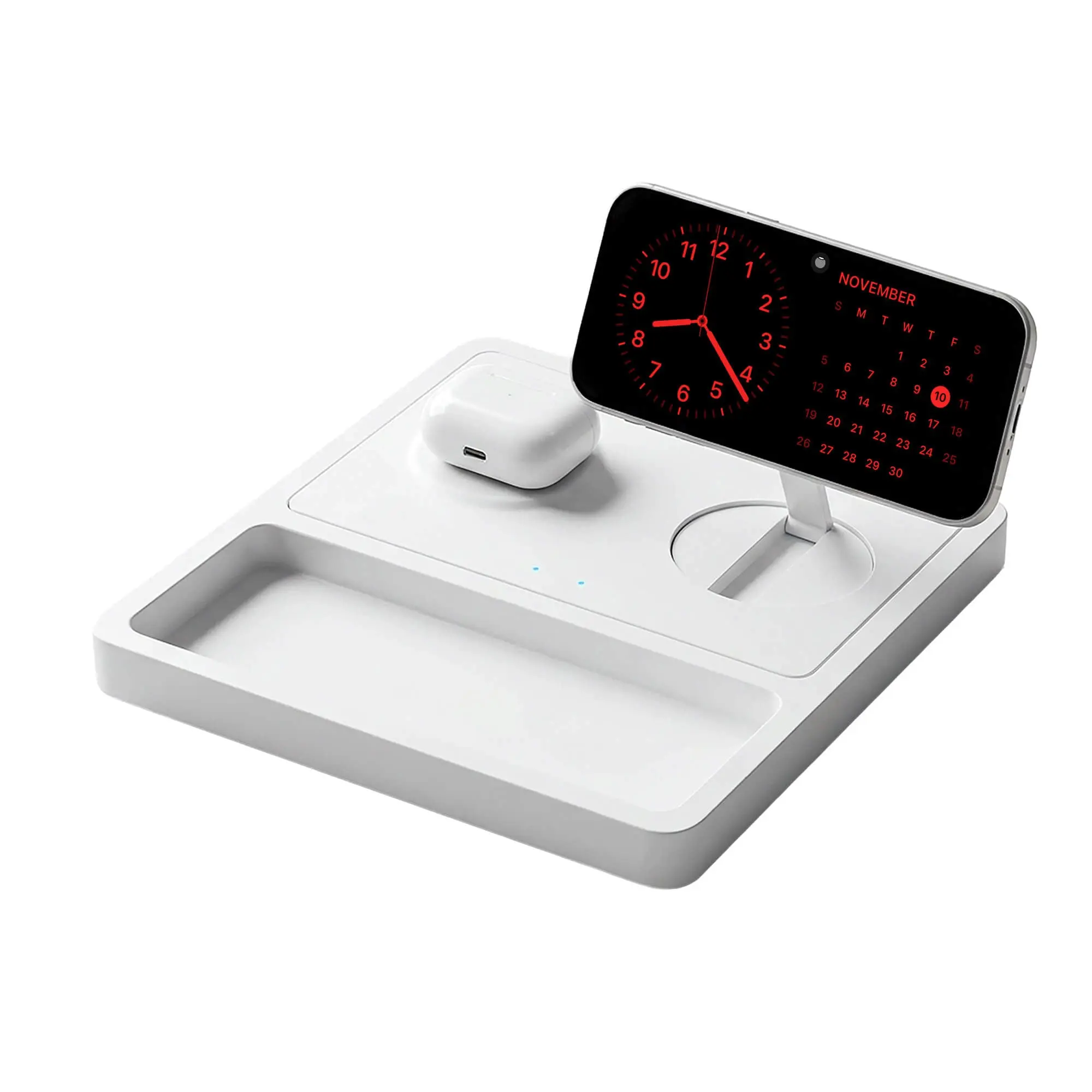DUO TRAY - Qi2 Magnetic Wireless Charging Dock - White