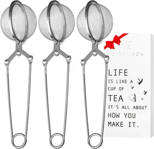JEXCULL Snap Ball Tea Strainer 3-Pack Stainless Steel Infuser with Handle Ultra-Fine Mesh for Loose Leaf Tea Spices Fruits Dishwasher Safe Compact Design