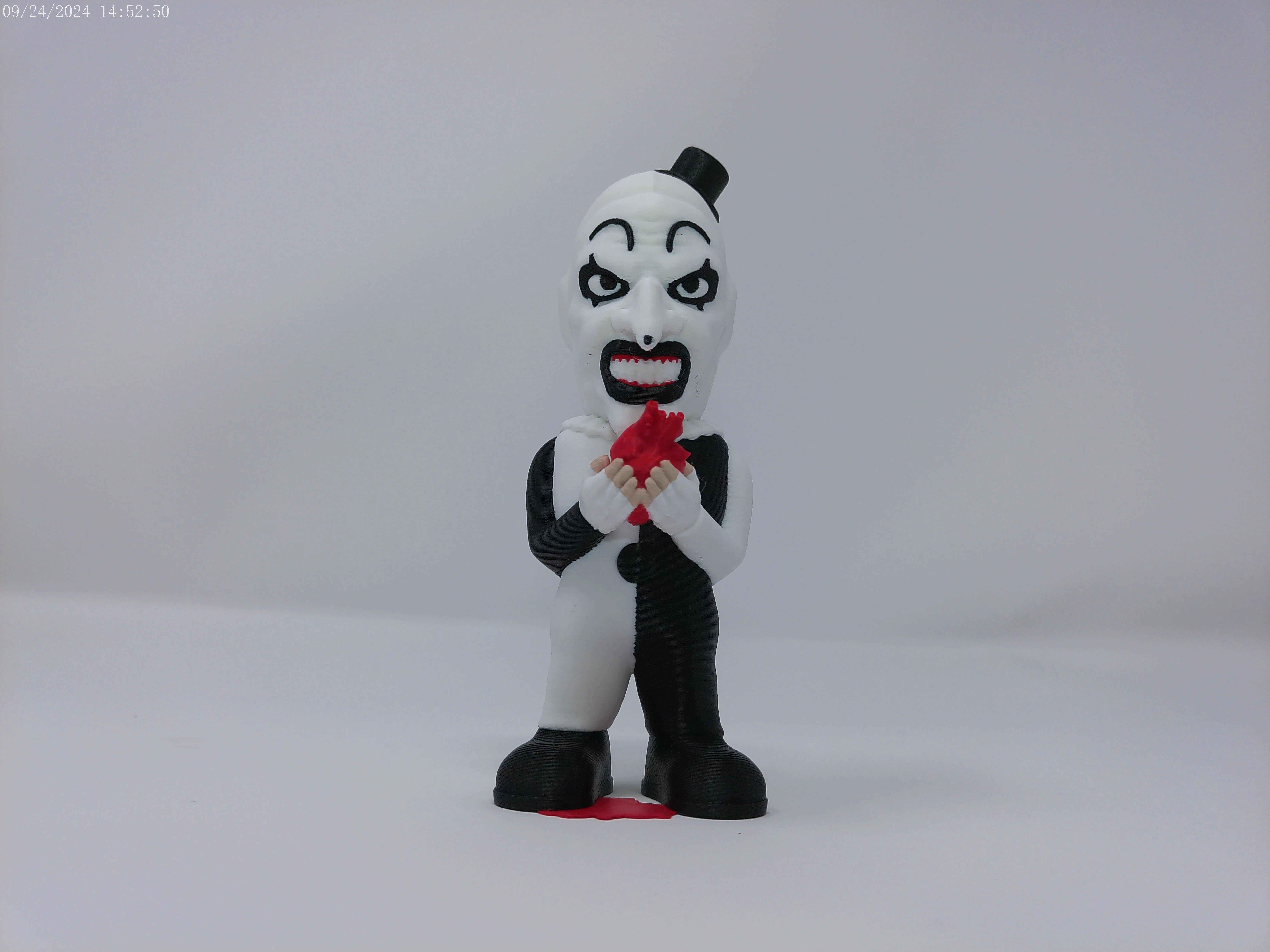 Mini Art the Clown Figure - Terrifier Horror Collectible Figurine, Black-and-White Outfit, Signature Clown Makeup, Bloody Heart