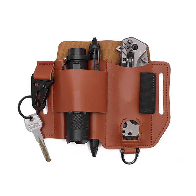 Custom-Made Handmade Leather Holster Set for Camping Survival Tools - EDC Tool Holder, Flashlight Pouch, Wilderness Storage Accessory, Storage Pouch