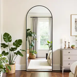 58"x19" Full Length Mirror, Arched Floor Mirror with Aluminum Alloy Frame, Large Standing Dressing Mirror for Bedroom, Modern Wall Mounted or Leaning Full Body Mirror