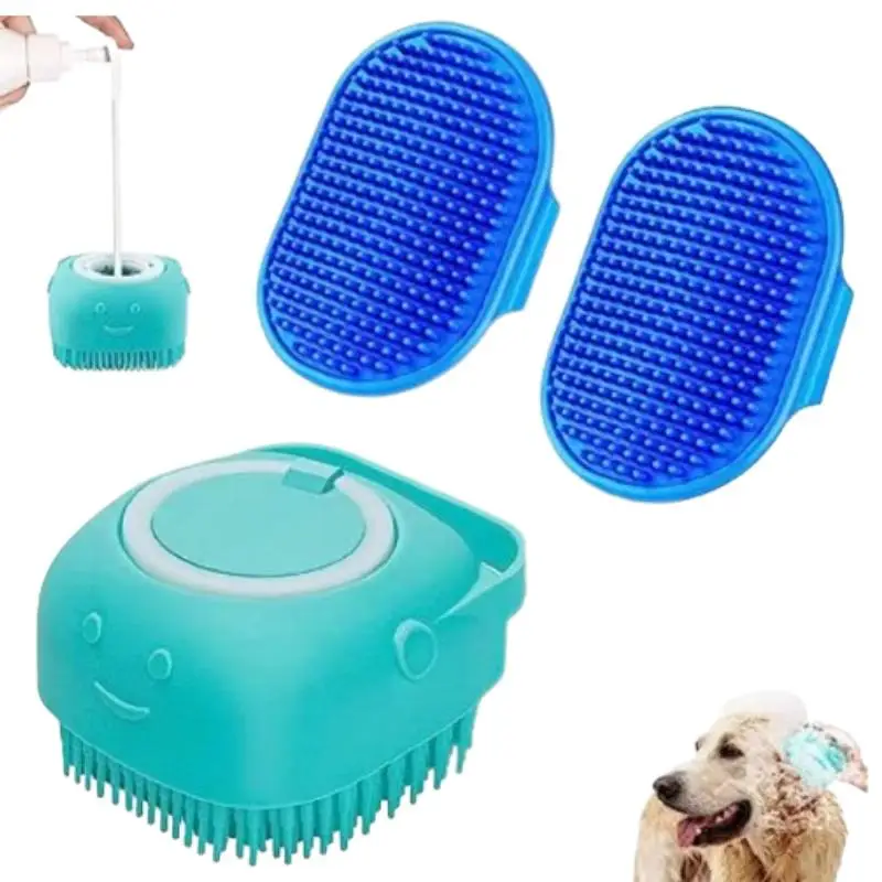 Cat Bath Comb, Bathroom Dog Shampoo Liquid Dispenser & Adjustable Cleaning Brush, Pet Bath Massage Brush Set, Adjustable Pet Bath Brush, Pet Grooming