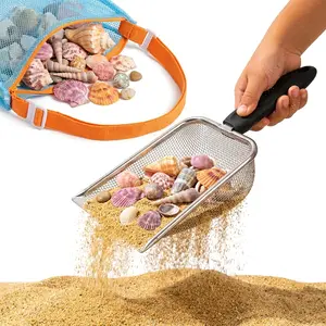 Beach Mesh Shovel with Mesh Beach Bag for Shell Collecting Gift Set, Kids Filter Sand Scooper for Picking Up Shells, Shark Tooth Sifter Dipper for Boys and Girls, Toy Gift