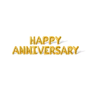 Letter Balloons - HAPPY ANNIVERSARY 16" Inch Alphabet Letters Foil Mylar Balloon Wedding Anniversary Banner