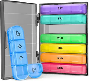 Pill Organizer 7 Day 4 Times a Day, Large Daily Travel Pill Box Case for Pills, Vitamins, Fish Oils, Supplements (Black)