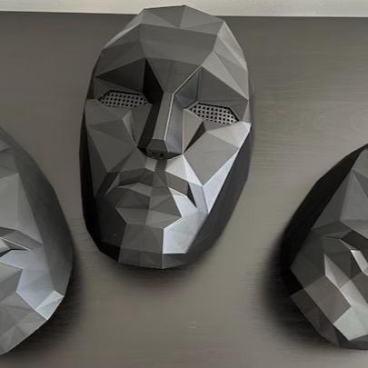 Frontman Mask - Squid Game Inspired 3D Printed Black PLA for Cosplay & Fan Events with Strap