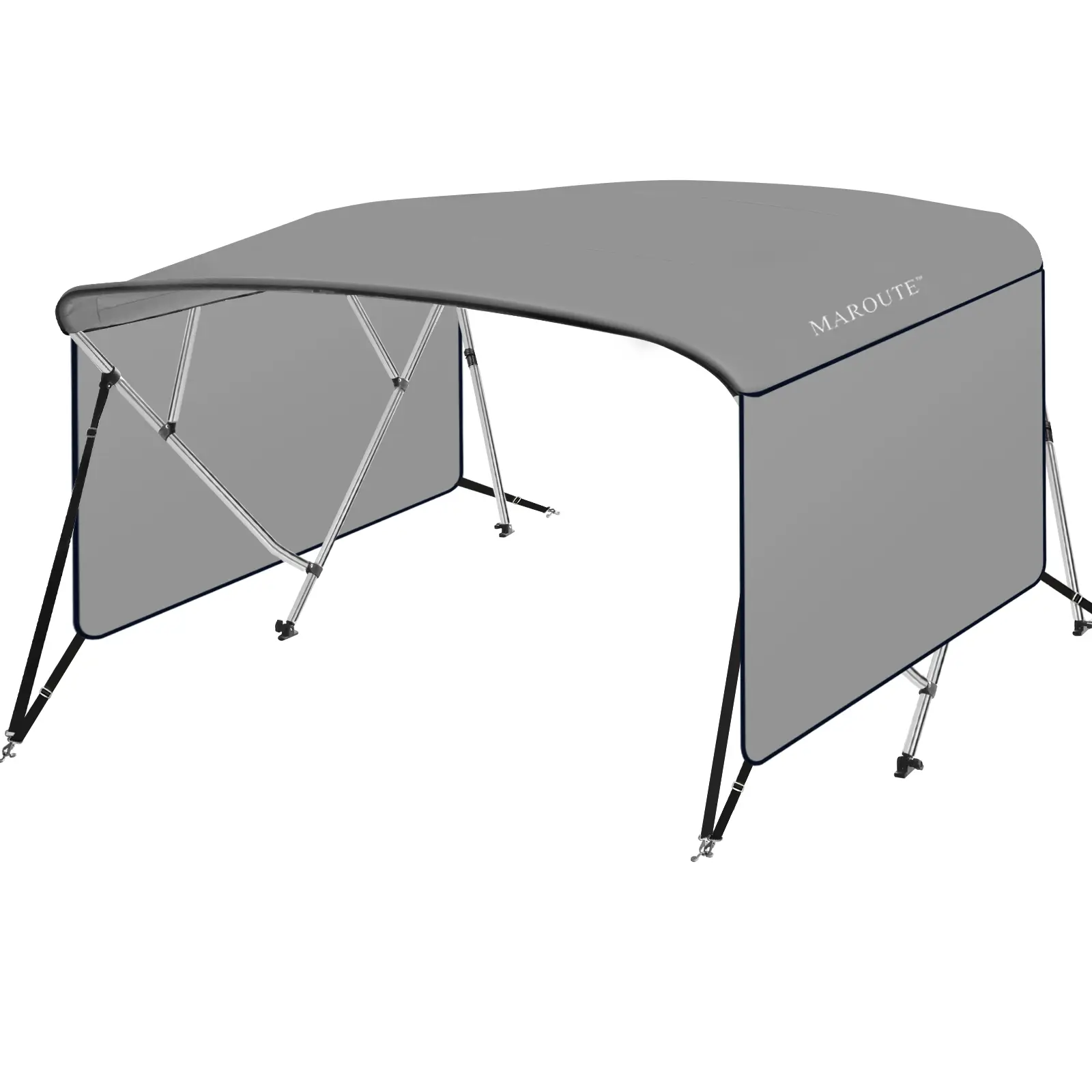 4 Bow Bimini Top Canopy -8 Foot Marine PU Coated Canvas, 1-Inch Aluminum Frame, Adjustable Rear Pole, Storage Boots - Perfect for Fishing and Jon Boats