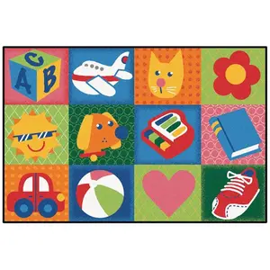 Carpets for Kids  Rectangle Toddler Fun Squares Rug - 3 x 4 ft. 6 in.
