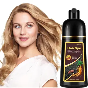 500ML Blonde brown Hair Dye Shampoo for Gray Coverage, Herbal Hair Color Shampoo Works in Minutes, Brown Hair Shampoo for All Hair Types, Lasting Shampoo Hair Dye natural woman