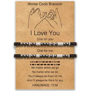 Couples Bracelets I Love You Morse Code Matching Bracelets for Couples Gifts for Him and Her, Long Distance Relationship Gifts for Boyfriend and Girlfriend