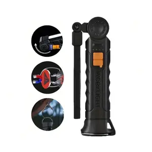 Rechargeable Camping LED Flashlight Torch Lamp, Portable Led Flashlight, Magnetic Hook & Foldable Design, 5 Lighting Modes Ideal for Night Work, Rechargeable Led Flashlights