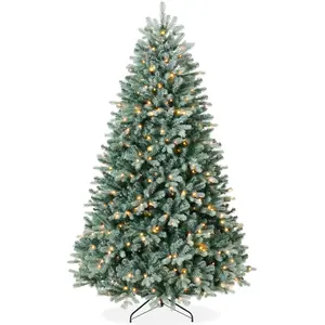 Pre-Lit Blue Spruce Christmas Tree, Realistic Artificial Lighted Holiday Décor, w/ Twinkling White & Multi LEDs