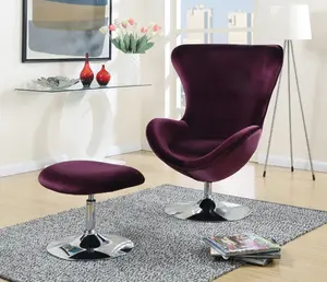 CM-AC6841 2 pc Shelia purple flannelette fabric rounded back accent chair and ottoman