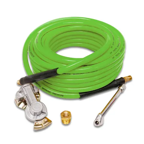 Torque Heavy Duty Truck Tire Inflator Kit (TR63051G) - 1 Kit, 3/8"x50ft Polymer Hybrid Hose, Universal 3/8" Gladhand Fit, Dual Foot Chuck, 300 PSI, All-Weather Flexible, Manufacturer Guaranteed, Inflator Kit Only