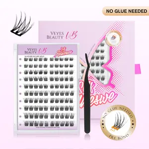 VEYESBEAUTY Self Adhesive Lashes-Soft Trio Upgraded Band  Pre-Glued Clusters for Natural and Elegant Lash Look Wispy Faux Mink Lash DIY Mixed Length 10-16mm Large Tray Makeup Cosmetic for Self Application at Home Eyelashes Extensions