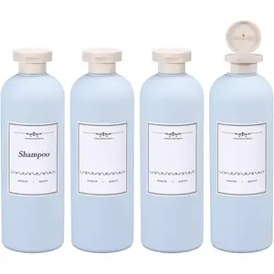 13.5oz 4pack Refillable Travel Shampoo and Conditioner Bottles, Travel Size containers, Travel Bottle for toiletries, Squeeze Bottles with Flip Cap, Empty Plastic Leak Proof Travel Bottles