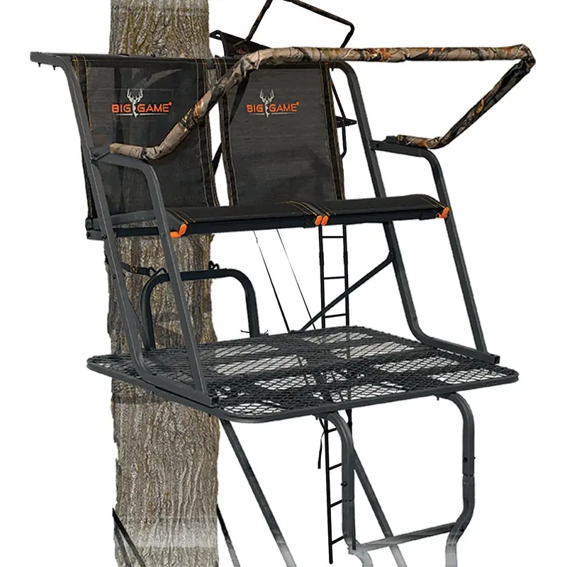 Big Game Spector XT 17-Foot Portable Tree Ladder Stand with Flex-Tek Seat & Padded Shooting Rail for Two Hunters