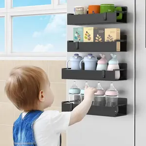 4 Pack Moveable Fridge Magnetic Spice Racks for Refrigerator, Kitchen Organizer and Storage Shelf