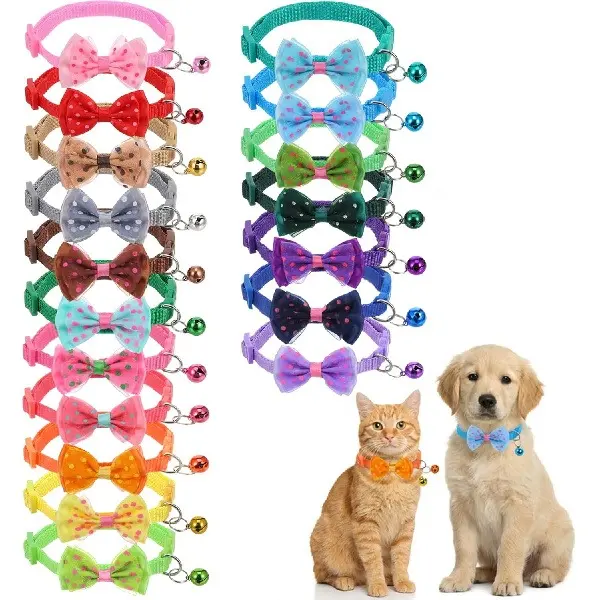 2PCS Pet Collar Bow Collar Bell Collar Cat Collar Scope Of Application: Suitable for Rabbits, Rabbits, Ferrets, Pet Pigs, Kittens and Other Small Animals