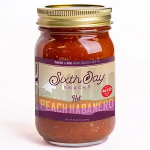 Sixth Day Snacks Peach Habanero Hot Salsa (16 oz.) - Gluten Free, Fresh Ingredients, Vegan, and Low Sodium