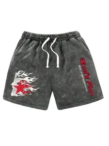 Summer Fried Snowflake Men's Shorts Washing Fabric Letter Printing Pattern Thin Pants Street, Outdoor, Seaside, Beach Style Casual Sports Jogging Pants Pocket with Drawstring Shorts Tropical Menswear
