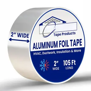 ?HVAC  Foil Tape 2 inch x 35 Yards (105 ) 4 mil, Heavy-Duty  Duct Tape Metallic, High/Low Temperatures  Tape for Ductwork,  & Vapor Barrier Seams