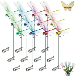 4/8/12 waterproof 3D simulation dragonfly decoration clips | 3D garden party decoration, courtyard and outdoor activities - for birthday parties, barbecues, fishing, Metal Clip Mosquito Repellent Hat Clip，mosquito bug repellent hack