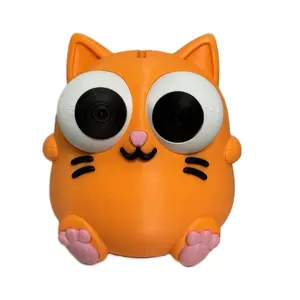 Cute Orange Cat Piggy Bank with Big Eyes and Pink Paws for Kids Savings