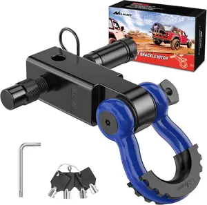 Nilight Anti-Theft Shackle Hitch Receiver 2Inch 45000 LBs Breaking Strength 3/4" Anti-Theft D Ring Shackle 5/8" Trailer Hitch Lock Pin Heavy Duty Solid Towing Kit for Trucks Off Road (Blue&Black) Harness