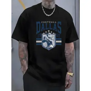 "DALLAS" Letters, Patterns, Printed Men'S T-Shirts, Men'S Novel Pattern Design T-Shirts, Summer Casual And Comfortable T-Shirts, Fashionable Short-Sleeved Comfortable And Versatile Summer T-Shirts, Adventure Golf Gift T-Shirt For Men And Women