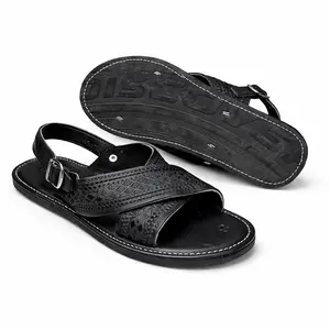 Men's Huarache De Hombre CRUZADO Acoginado w/Buckle Black-Mexican Sandals