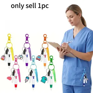 Mini Highlighter Nurse Pen Set, Multi Purpose Pens, Including Mini Highlighter Pen & Permanent Marker Pen & Retractable Ball Pen & Nurse Keychain Clip, Office Supplies, Writing Stationery