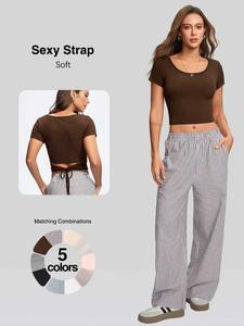 two-piece set women's solid color tee & wide leg pants set, casual short sleeve t-shirt & trousers for outdoor sports, ladies sportswear for summer