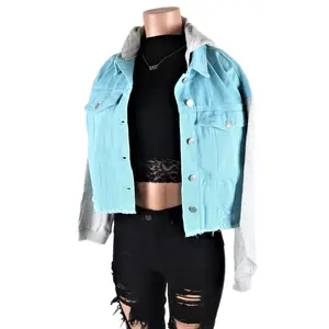 Maya Denim Jacket autumn jackets define Long Sleeve Coats Womenswear Crop