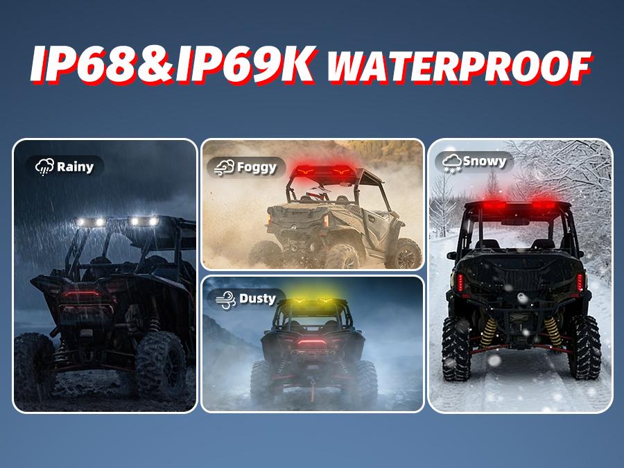 4WDKING UTV Chase LED Tail Light 7” Brake Light 5 Modes (Brake, Warning, Reverse, DRL, and Strobe) for ATV UTV Trailer Truck Van Motorcycle