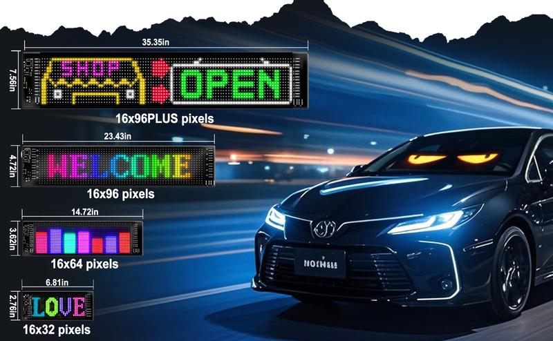 DIBMS Devil eyes For Vehicle, Truck, LED Matrix Panel, LED Sign For Car: Programmable, Bluetooth APP Control,Wireless APP-Controlled Scrolling LED Screen, Dynamic USB-Powered LED Display Screen