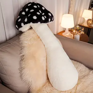 Mushroom-Shaped Long Cushion, Classic Style, Multi-Color Options, Hand Wash Only, Polyester Cover, Polyester Fiber Fill, 200-250g Fabric, No Print, No Power, for Bed, Living Room Decor, Halloween Theme