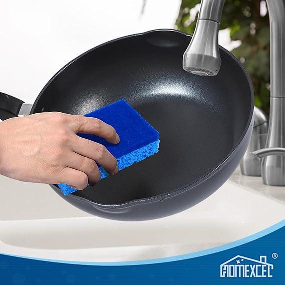 24-Pack Non-Scratch Kitchen Sponges, Dual-Sided Scrub Dish Sponges Safe for Non-Stick Cookware, Ideal for Kitchen, Household, Bathroom & More Cleaning