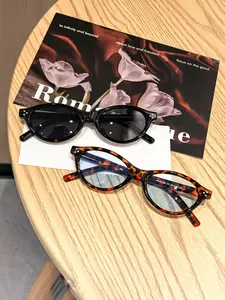 Women's High-Quality Irregular Oval Cat Eye Sunglasses, Colorful Lenses, Vintage Design, Casual Style, All Seasons, Travel, Beach, Irregular Shaped Sunglasses