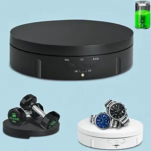 360 Degree Motorized Display Stand, 5.74inch 22lbs Load Electronic Turntable, Rotating Stand for Jewelry Photography Watch Display, Reusable Black Cake Decorating Stand, 3D Model Showcase Platform Organiser Racks