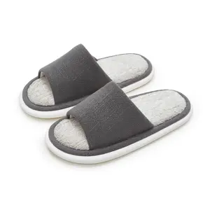 UTUNE Summer Linen Slippers for Women Indoor Open Toe Men House Slippers Shoes Soft Breathable Non-slip Sandals for Home Outdoor Unisex